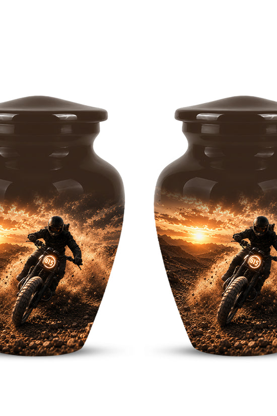 Adventure Motorcycle Memorial Cremation Urn for Human Ashes – Personalized Biker Tribute Urn