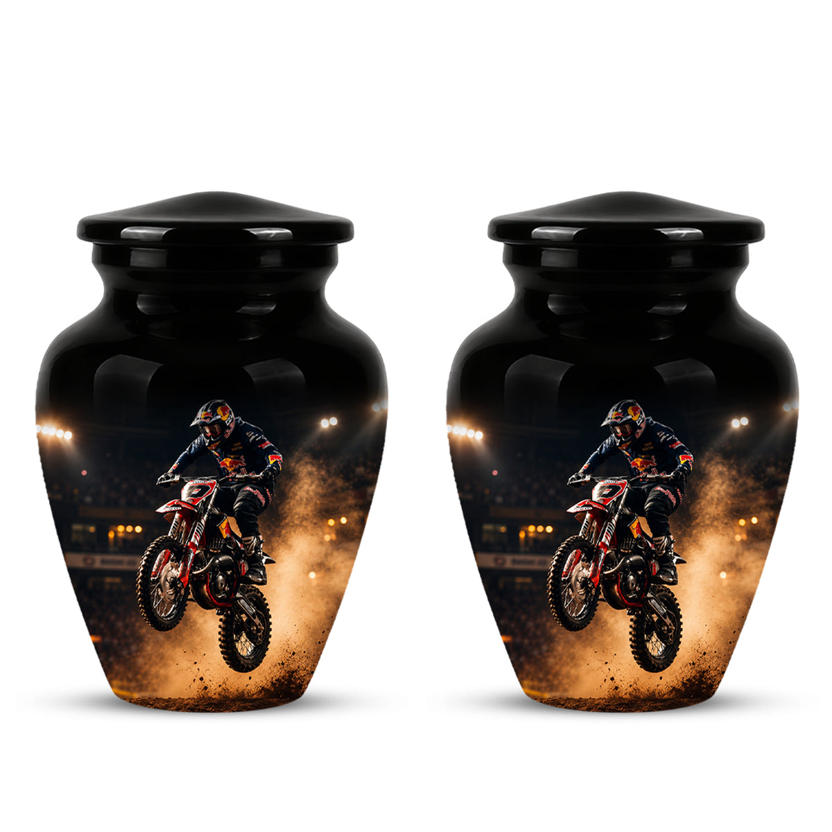 Motocross Rider Memorial Cremation Urn for Human Ashes – Personalized Dirt Bike Tribute Urn