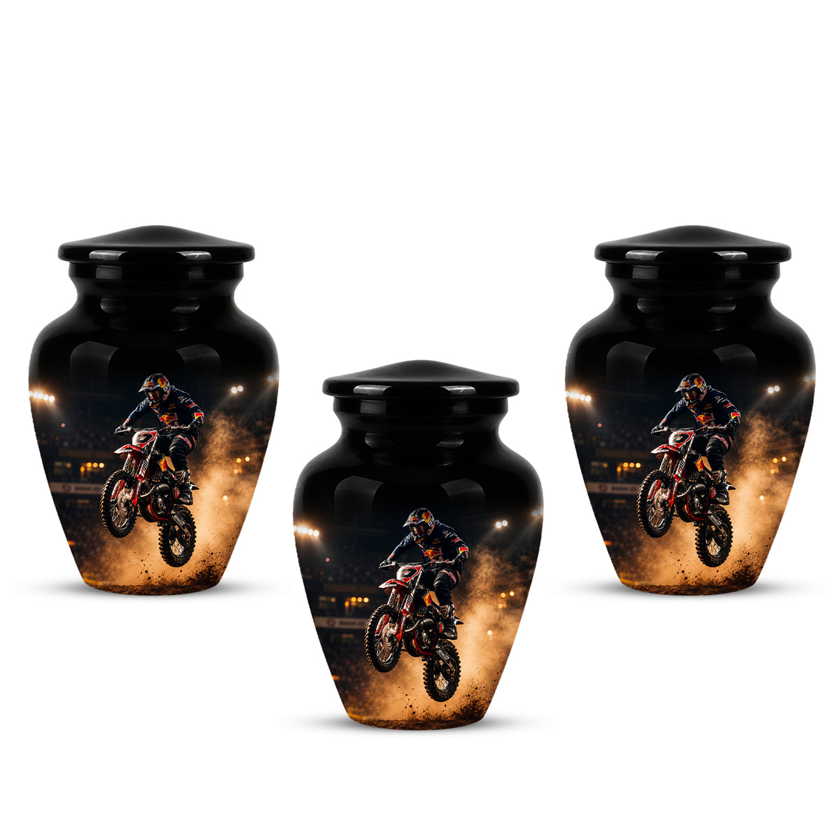 Motocross Rider Memorial Cremation Urn for Human Ashes – Personalized Dirt Bike Tribute Urn