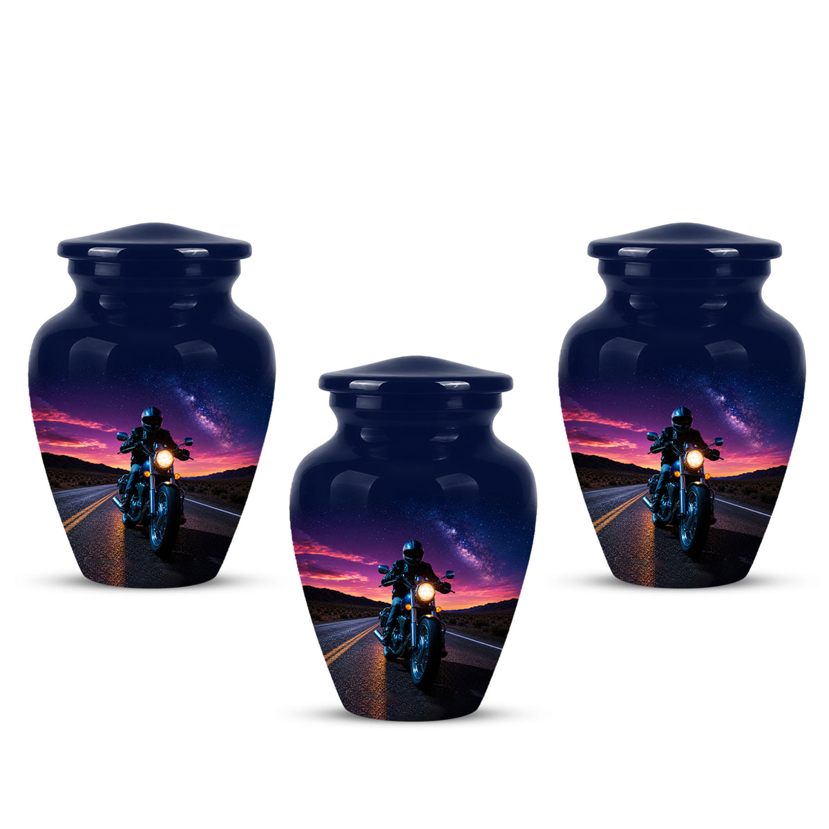 Motorcycle Cremation Urn - Rider Memorial Tribute, Metal Keepsake Urn