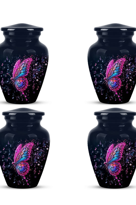 Butterfly Cremation Urn for Ashes - Pink and Blue Music Butterfly Memorial Urn