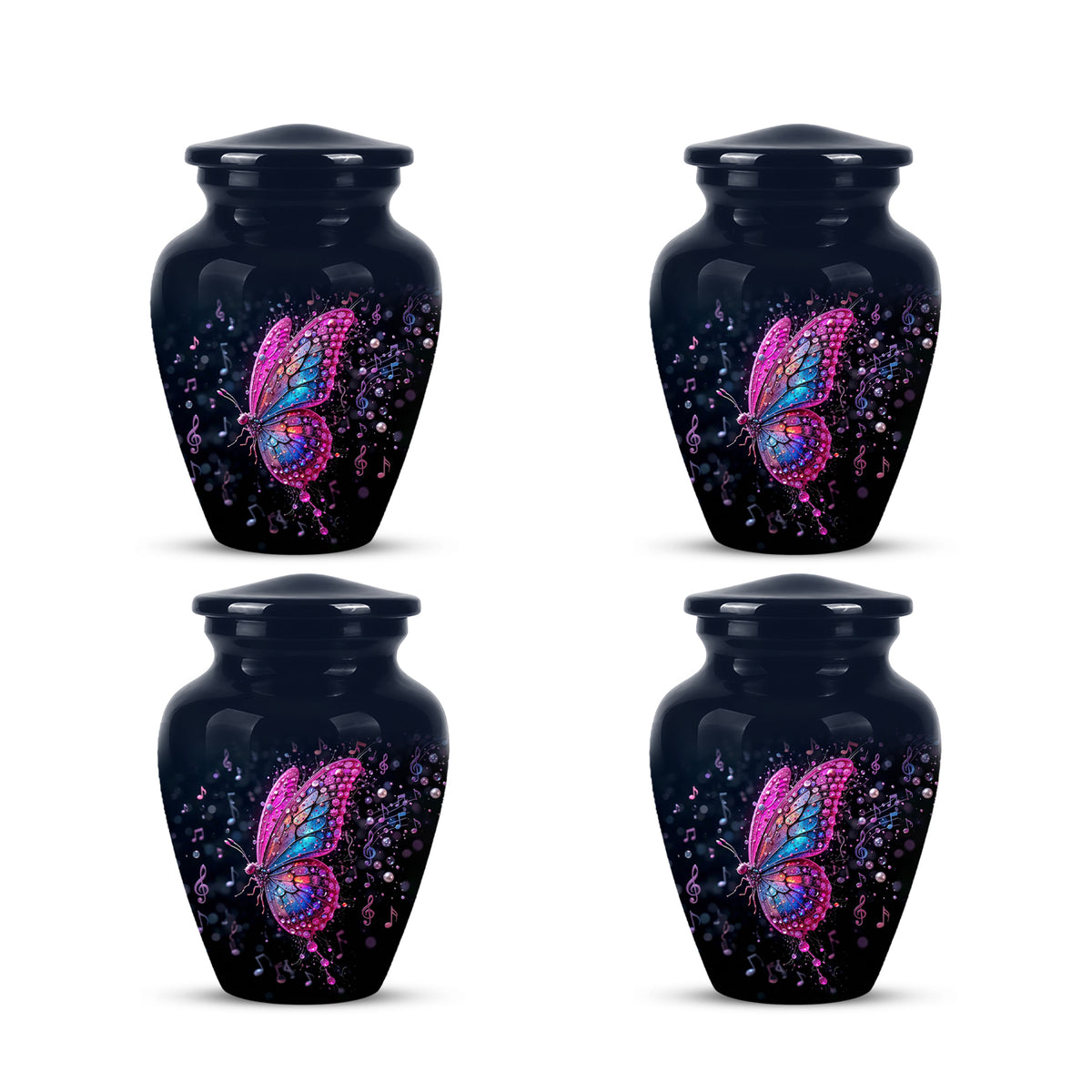 Butterfly Cremation Urn for Ashes - Pink and Blue Music Butterfly Memorial Urn