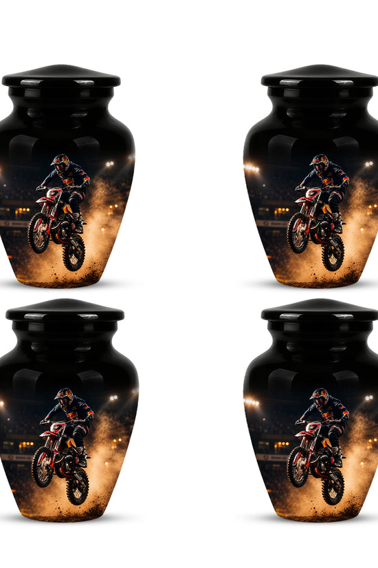 Motocross Rider Memorial Cremation Urn for Human Ashes – Personalized Dirt Bike Tribute Urn