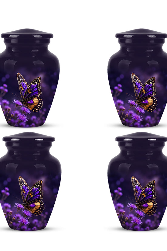Purple Butterfly Cremation Urn  - Memorial Keepsake for Ashes