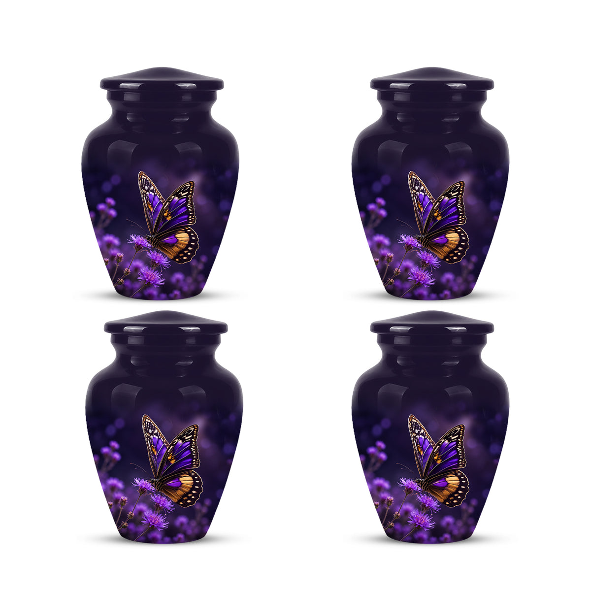Purple Butterfly Cremation Urn  - Memorial Keepsake for Ashes