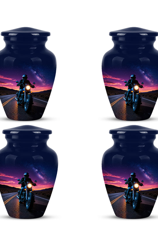 Motorcycle Cremation Urn - Rider Memorial Tribute, Metal Keepsake Urn