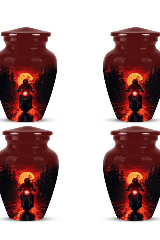 Red Moon Motorcycle Memorial Cremation Urn for Human Ashes – Personalized Biker Tribute Urn