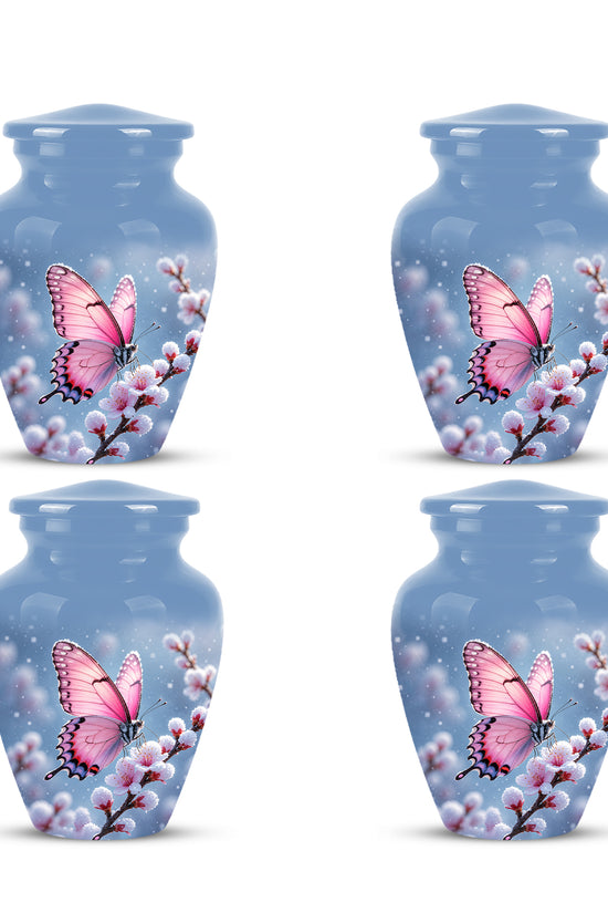 Pink Butterfly Cremation Urn - Cherry Blossom Memorial Keepsake