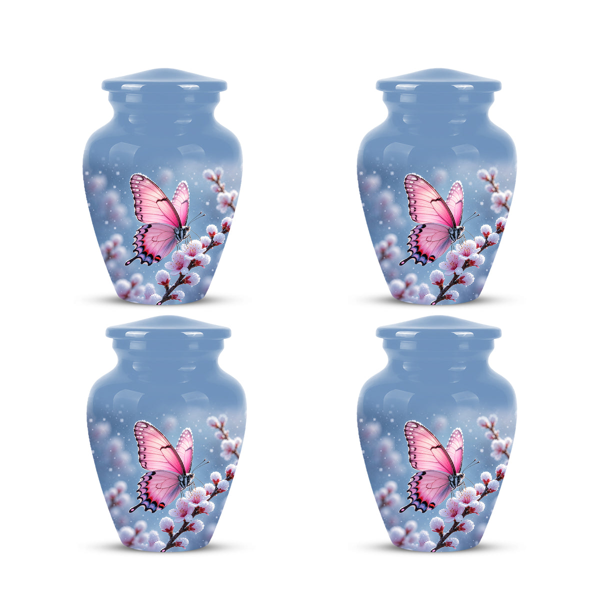 Pink Butterfly Cremation Urn - Cherry Blossom Memorial Keepsake