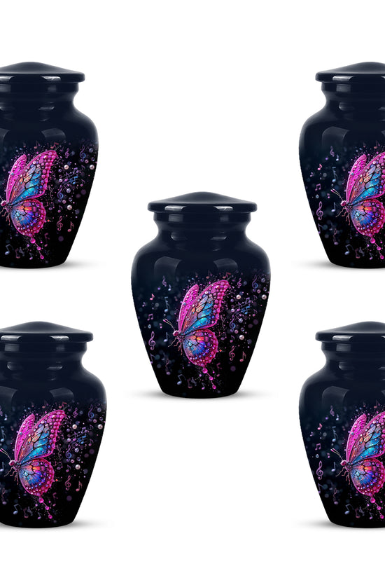Butterfly Cremation Urn for Ashes - Pink and Blue Music Butterfly Memorial Urn