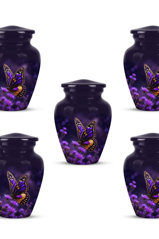 Purple Butterfly Cremation Urn  - Memorial Keepsake for Ashes