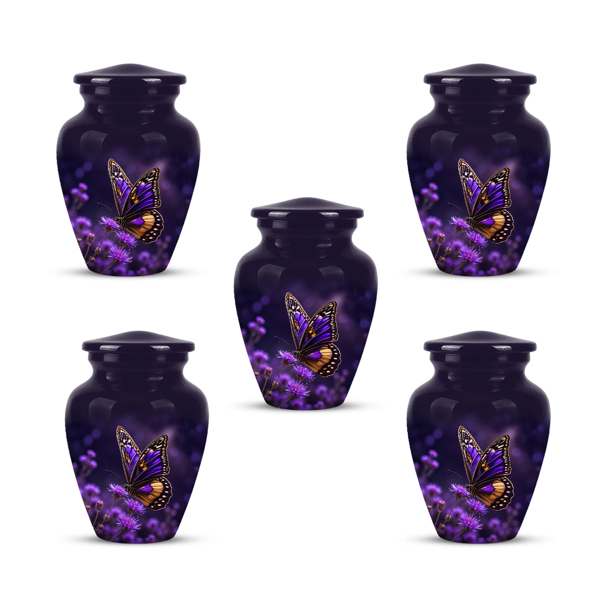 Purple Butterfly Cremation Urn  - Memorial Keepsake for Ashes