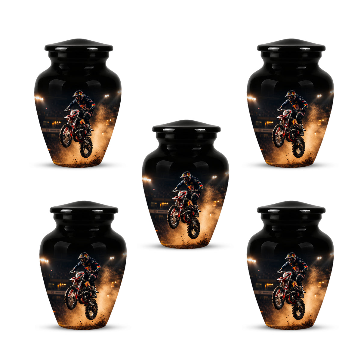Motocross Rider Memorial Cremation Urn for Human Ashes – Personalized Dirt Bike Tribute Urn