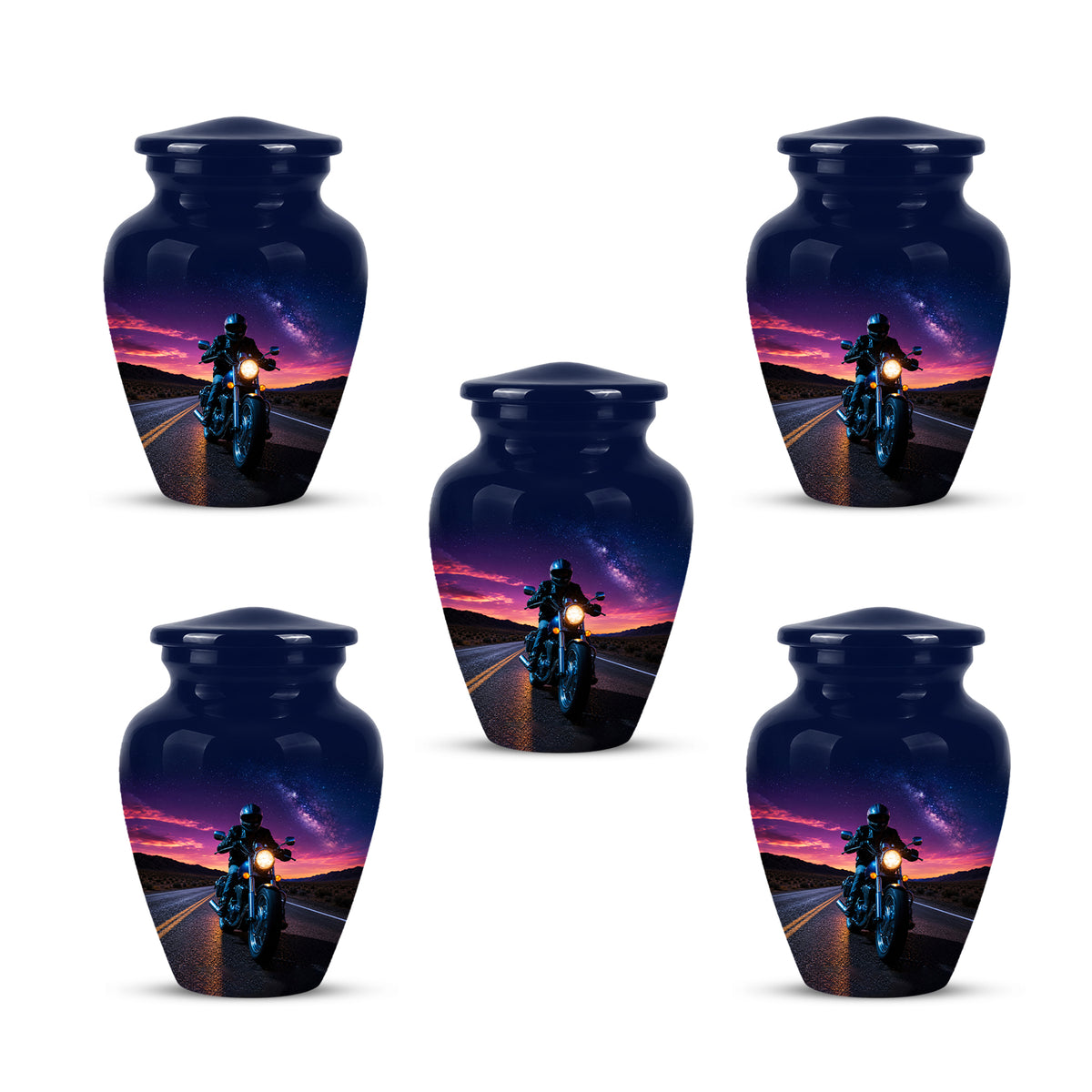 Motorcycle Cremation Urn - Rider Memorial Tribute, Metal Keepsake Urn