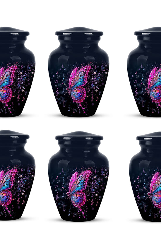Butterfly Cremation Urn for Ashes - Pink and Blue Music Butterfly Memorial Urn