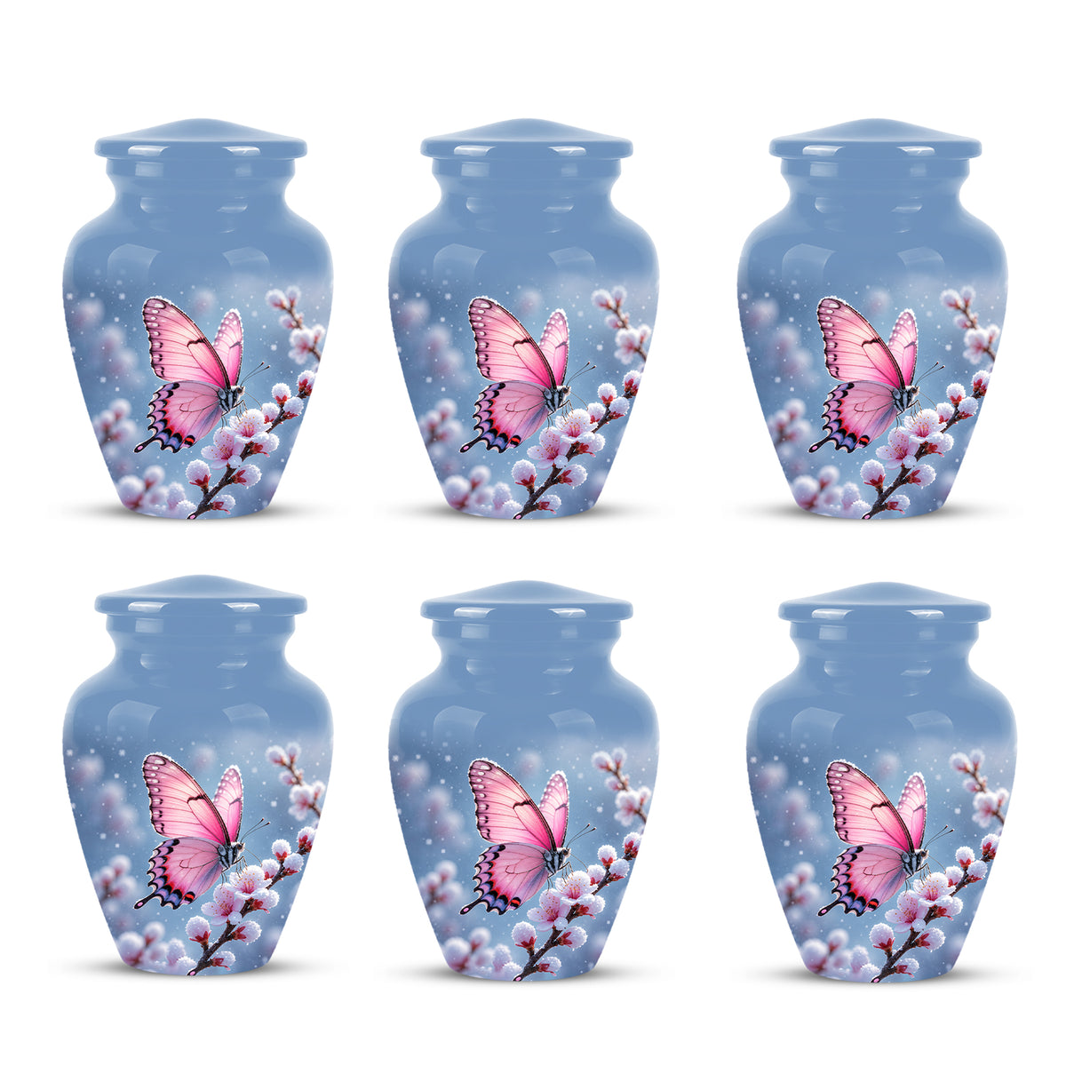 Pink Butterfly Cremation Urn - Cherry Blossom Memorial Keepsake