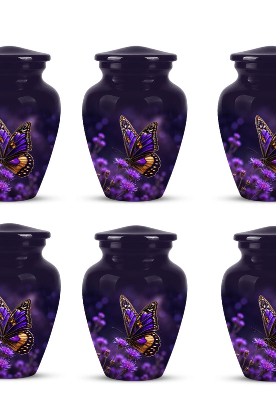 Purple Butterfly Cremation Urn  - Memorial Keepsake for Ashes