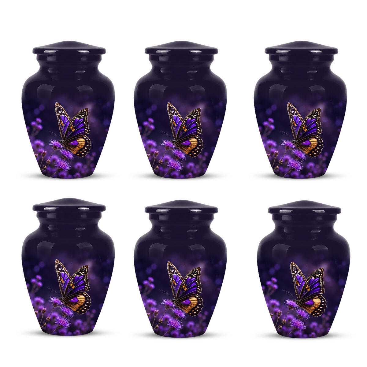 Purple Butterfly Cremation Urn  - Memorial Keepsake for Ashes