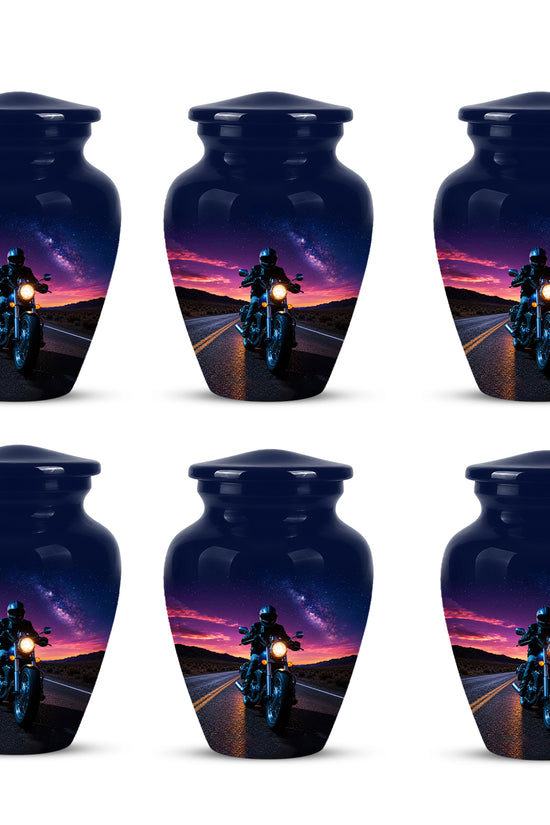 Motorcycle Cremation Urn - Rider Memorial Tribute, Metal Keepsake Urn