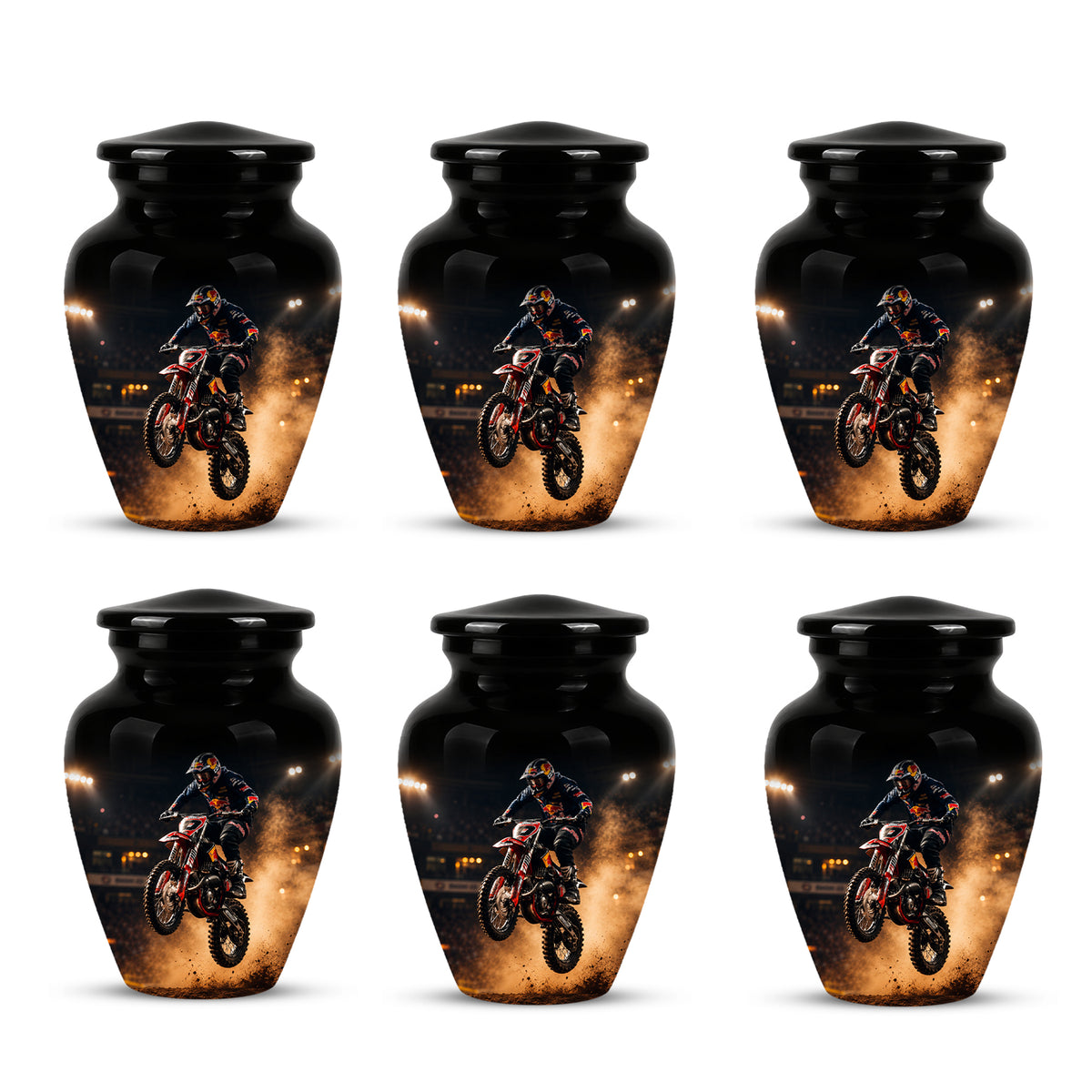 Motocross Rider Memorial Cremation Urn for Human Ashes – Personalized Dirt Bike Tribute Urn