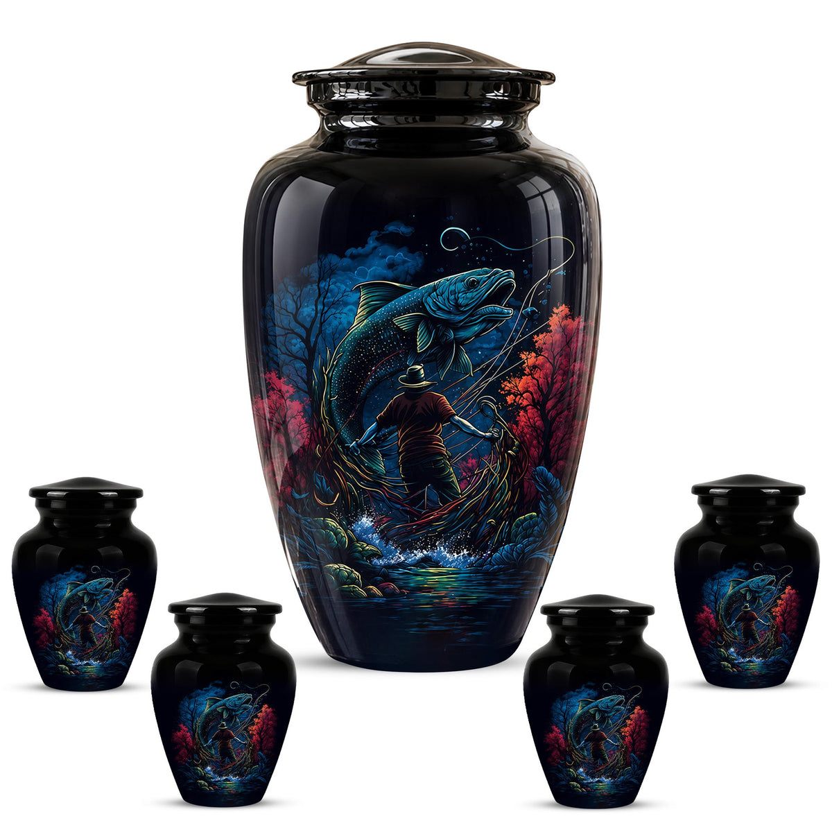 Personalized Bass Fishing Cremation Urn - Fisherman Memorial Urn for Ashes