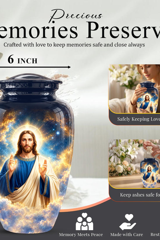 Personalized Jesus Cremation Urn - Christian Memorial Ashes (200 Cubic)