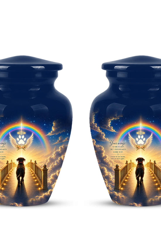 Personalized Dog Cremation Urn for Ashes, Rainbow Bridge Dog Memorial Urn, Angel Pet Tribute Urn - Beloved Dog Remembrance (200 Cubic)