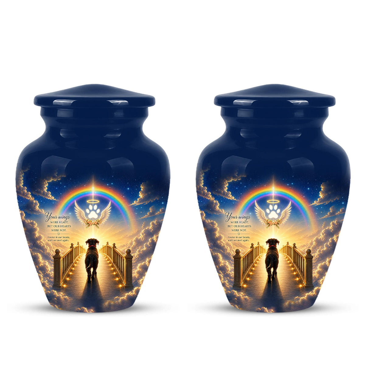 Personalized Dog Cremation Urn for Ashes, Rainbow Bridge Dog Memorial Urn, Angel Pet Tribute Urn - Beloved Dog Remembrance (200 Cubic)