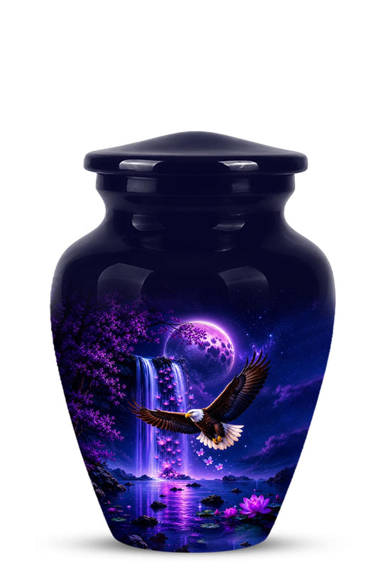 Eagle Cremation Urn for Ashes - Purple Waterfall Bald Eagle Memorial Urn