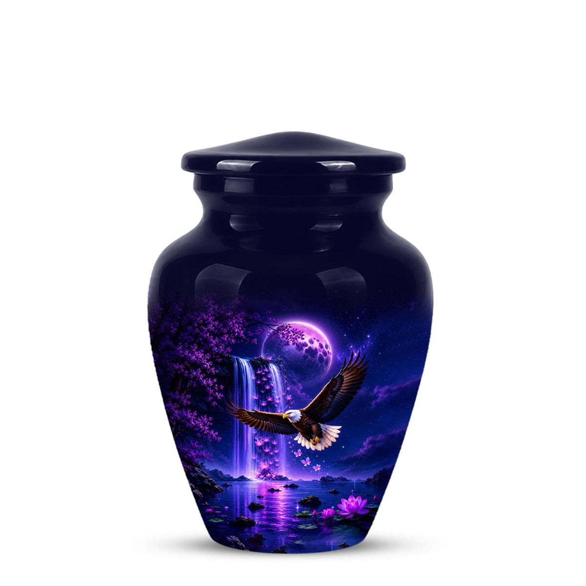 Eagle Cremation Urn for Ashes - Purple Waterfall Bald Eagle Memorial Urn