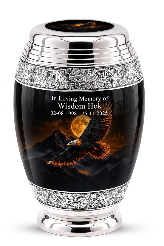 Bald Eagle Cremation Urn for Ashes - Golden Moon Mountain Memorial Urn