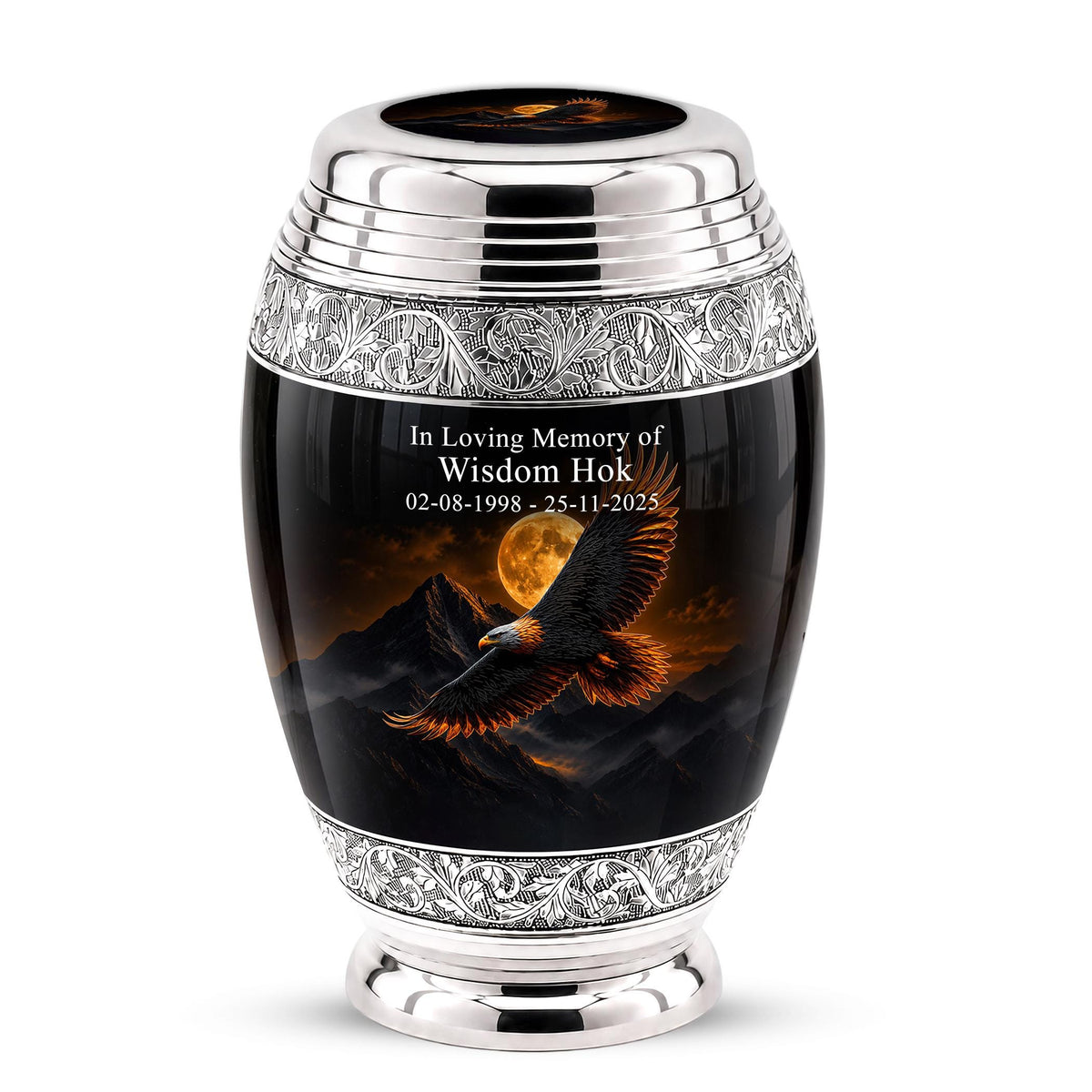 Bald Eagle Cremation Urn for Ashes - Golden Moon Mountain Memorial Urn