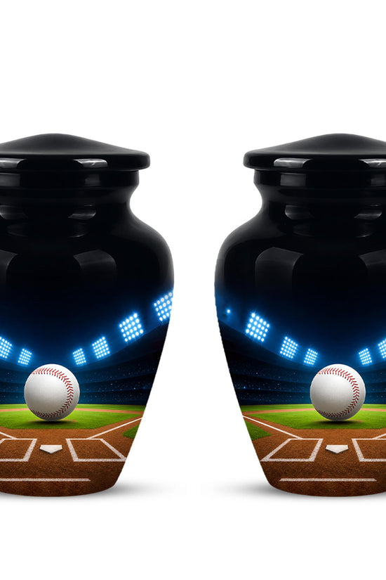 Baseball Cremation Urn for Ashes - Baseball Memorial Urn with Ball and Stadium Lights