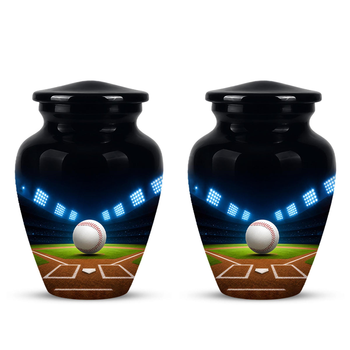 Baseball Cremation Urn for Ashes - Baseball Memorial Urn with Ball and Stadium Lights
