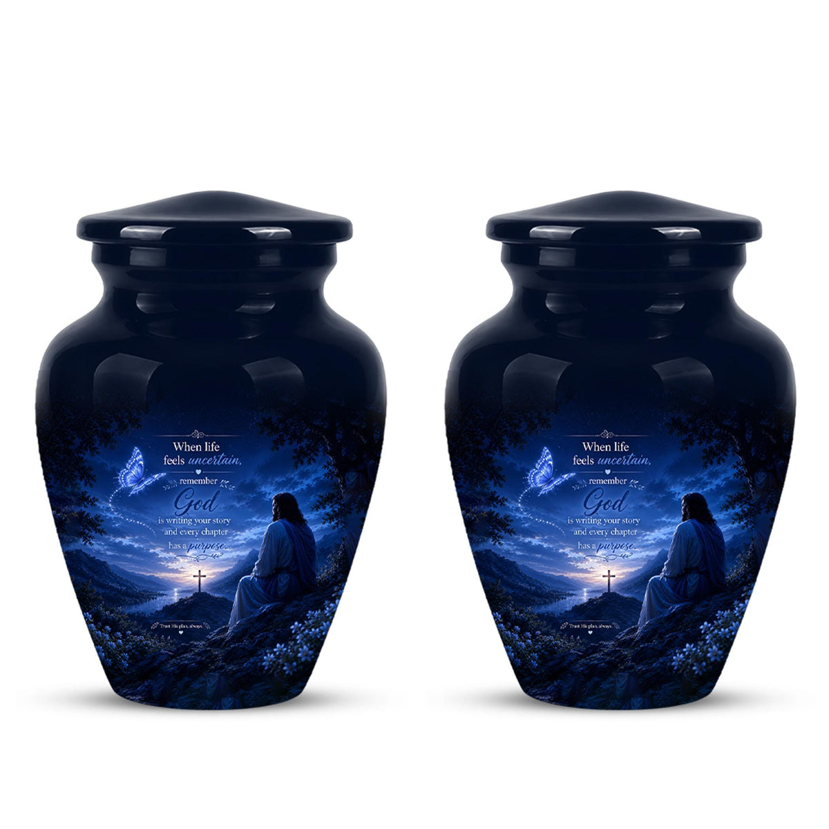 Personalized Jesus Cremation Urn for Ashes, Christian Memorial Urn - In Loving Memory Religious Tribute