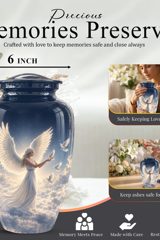 Personalized Angel Cremation Urn for Ashes - Female Angel Dove Memorial Urn