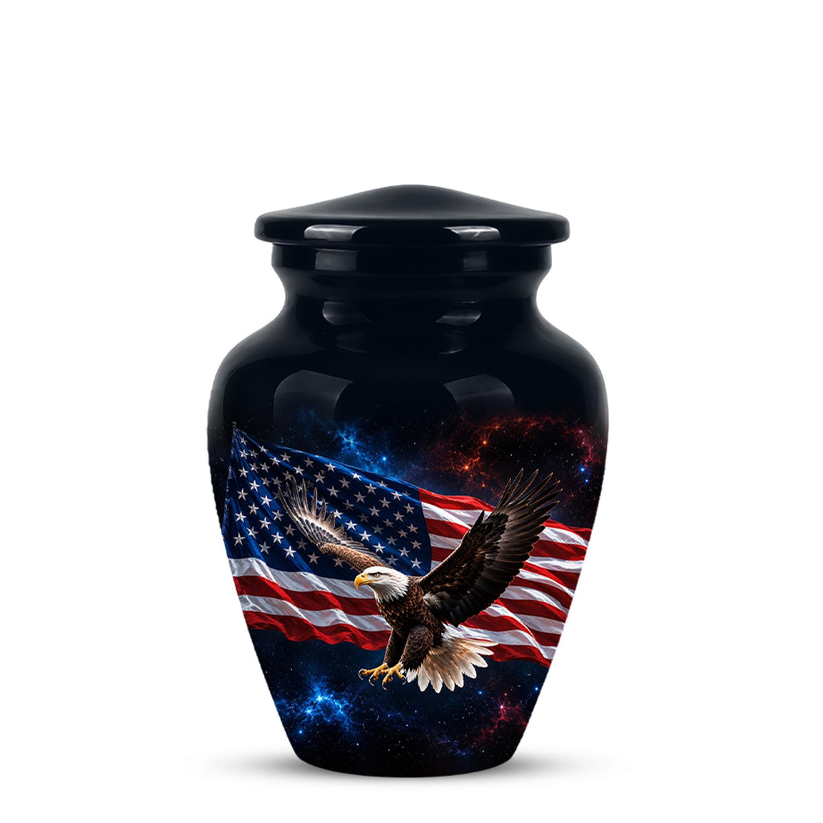 American Flag Eagle Cremation Urn for Ashes - Patriotic Bald Eagle Memorial Urn
