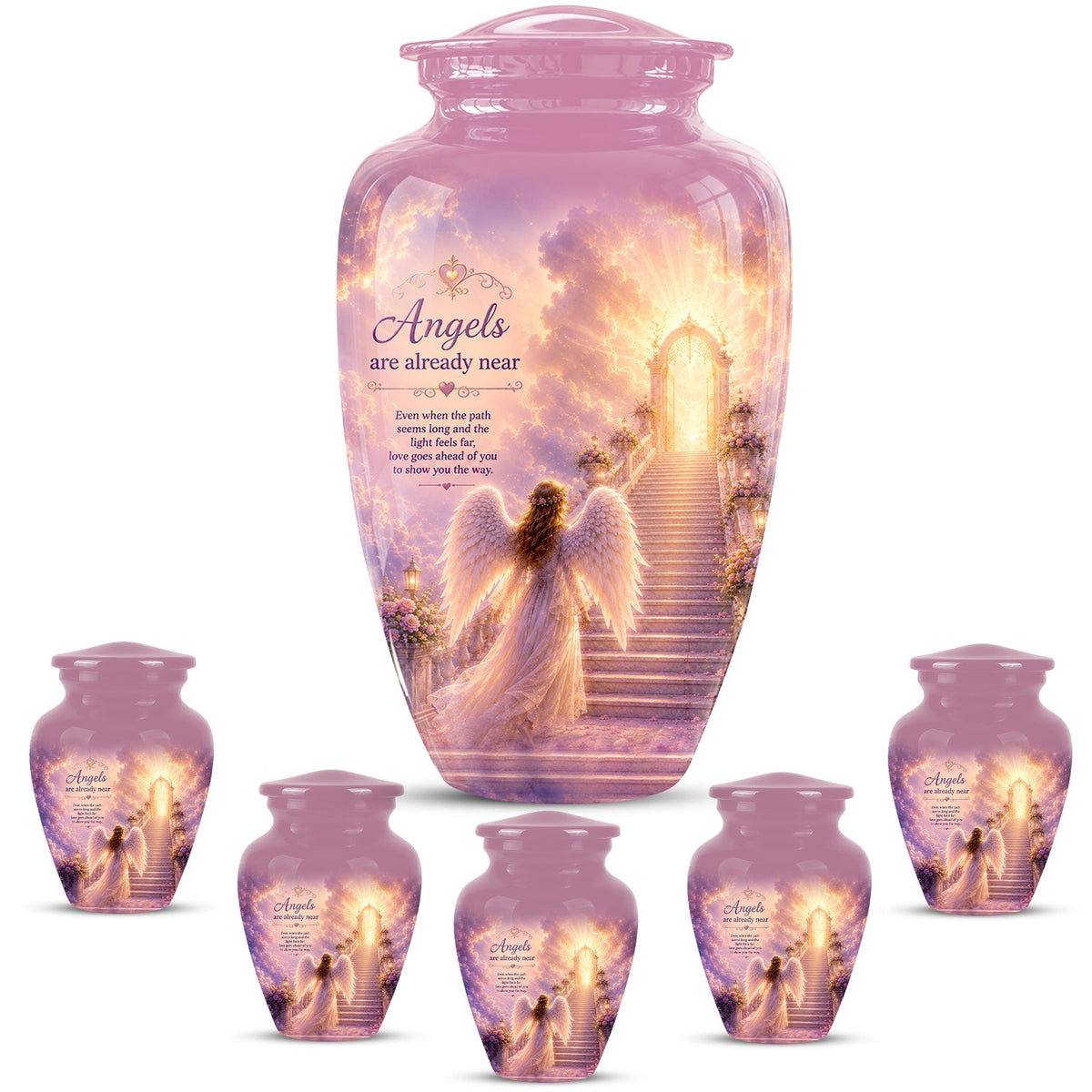 Personalized Angel Wings Urns for Human Ashes - Pink Crematon Urn for Adults