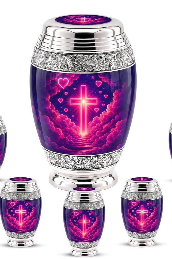 Personalized Christian Cross Cremation Urn, Catholic Memorial Keepsake (200 Cubic Hold)