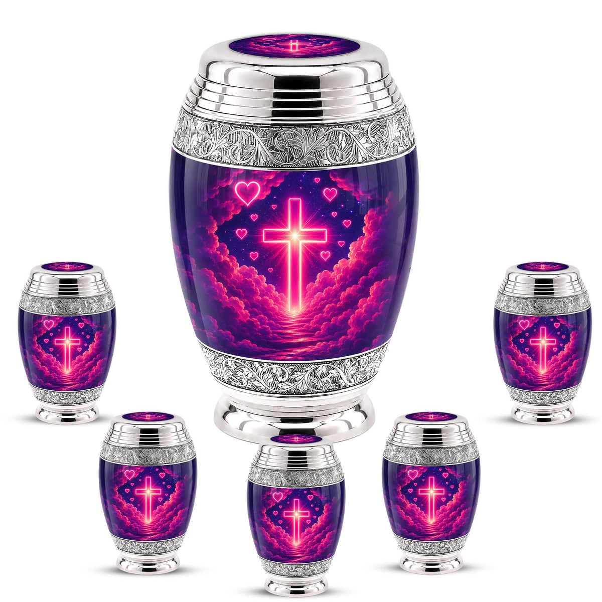 Personalized Christian Cross Cremation Urn, Catholic Memorial Keepsake (200 Cubic Hold)