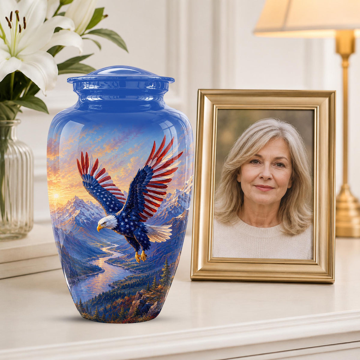 Bald Eagle Cremation Urn for Ashes - Blue Mountain Eagle Memorial Urn