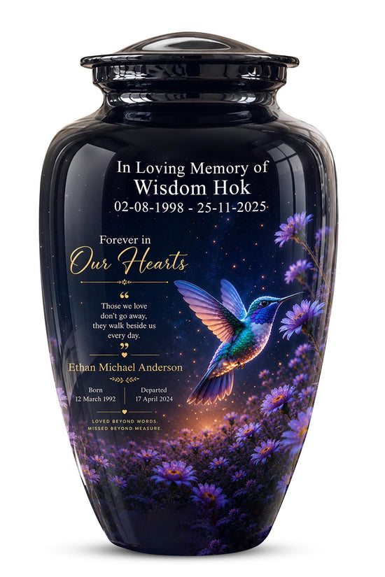 Personalized Hummingbird Cremation Urn - Floral Garden Memorial Keepsake (200 Cubic)