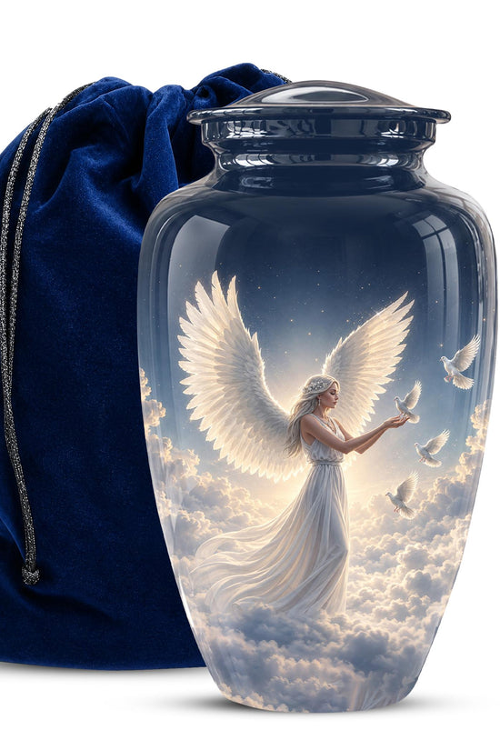 Personalized Angel Cremation Urn for Ashes - Female Angel Dove Memorial Urn