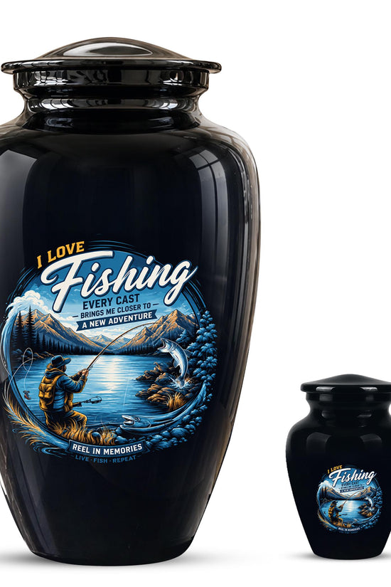 Personalized Fishing Memorial Urn - Adults Ashes For Male