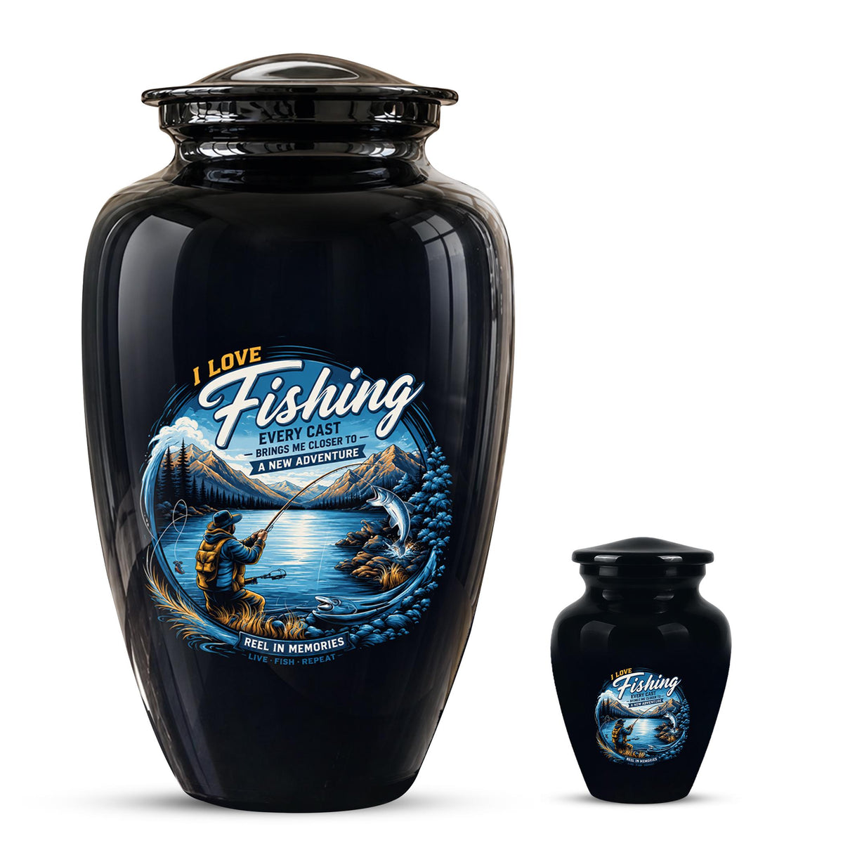 Personalized Fishing Memorial Urn - Adults Ashes For Male