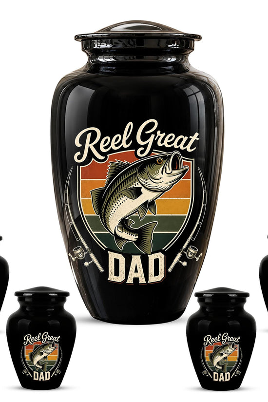 Personalized Fishing Memorial Urn for Dad - Adults Ashes For Memorial Urn