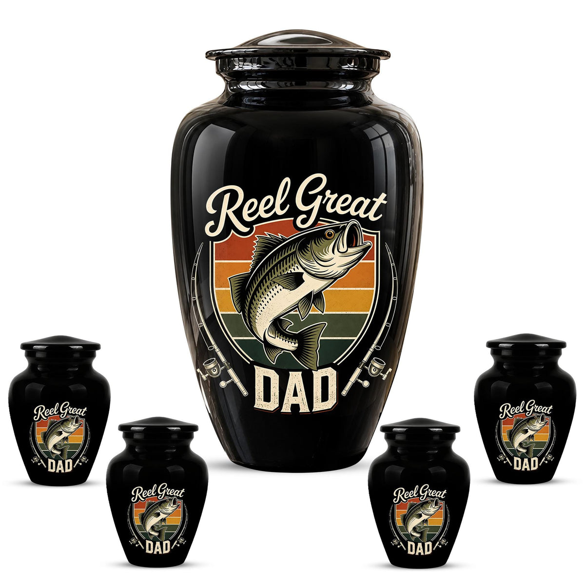 Personalized Fishing Memorial Urn for Dad - Adults Ashes For Memorial Urn