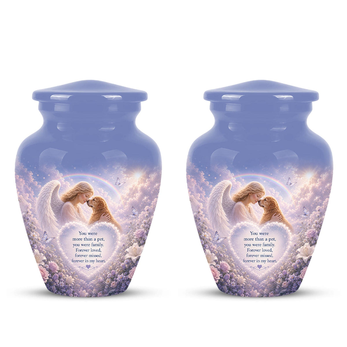 Personalized Angel Rainbow Dog Cremation Urn - 200 Cubic  Inch Pet Memorial Ashes