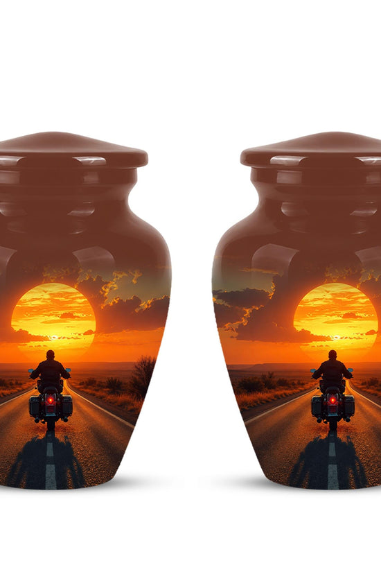 Motorcycle Cremation Urn ? Sunset Ride Memorial Tribute for Adults