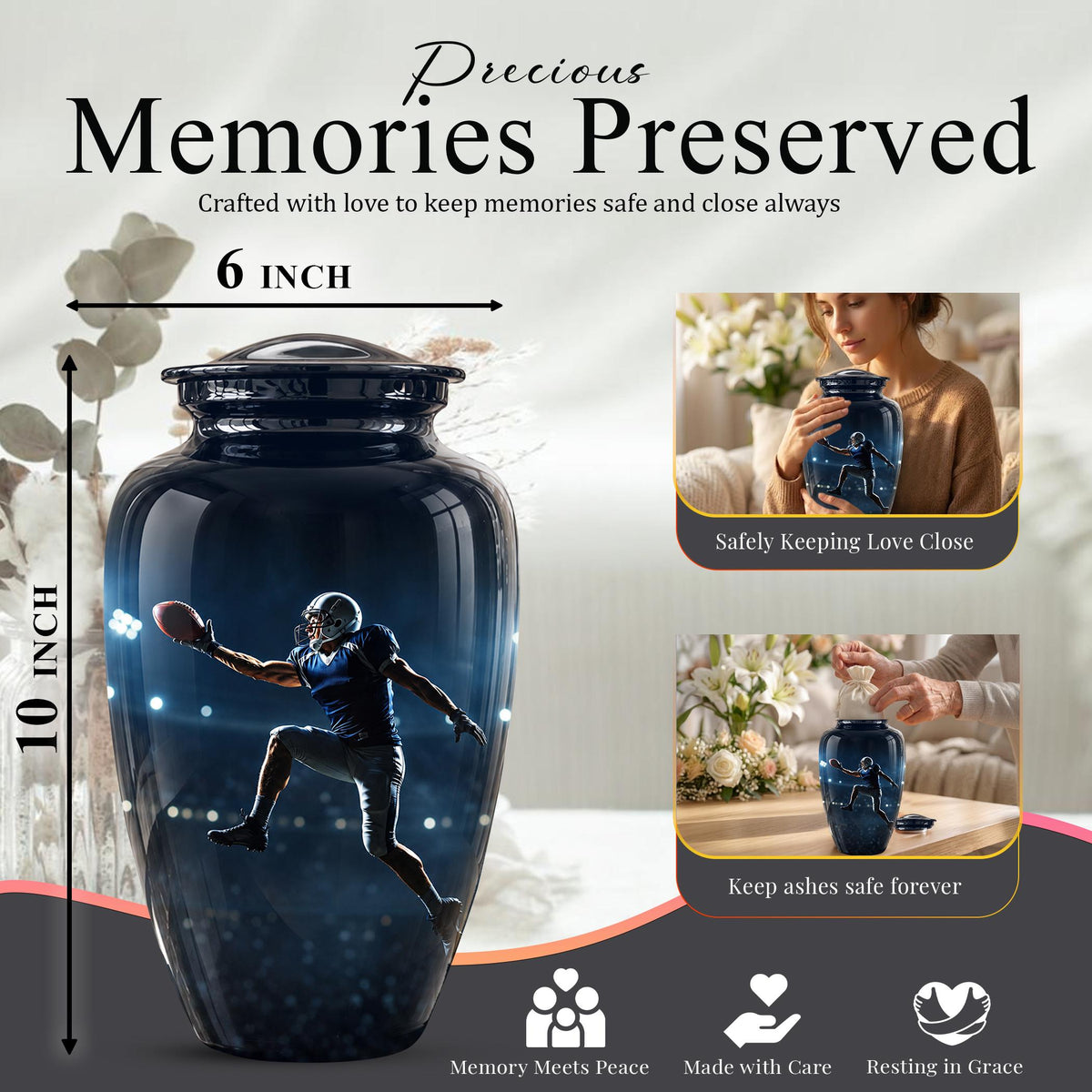 Sportsman Cremation Urn ? Football Memorial Keepsake for Adults